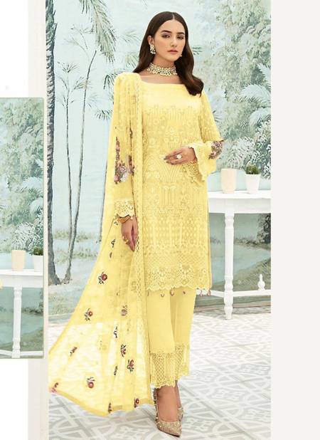 Yellow Colour R 501 NX Heavy Georgette New Exclusive Wear Pakistani Salwar Kameez Collection R-501-E